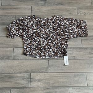 Michael Kors Collection Brown Floral Cropped Top
